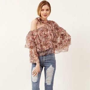 Shallene one shoulder floral blouse